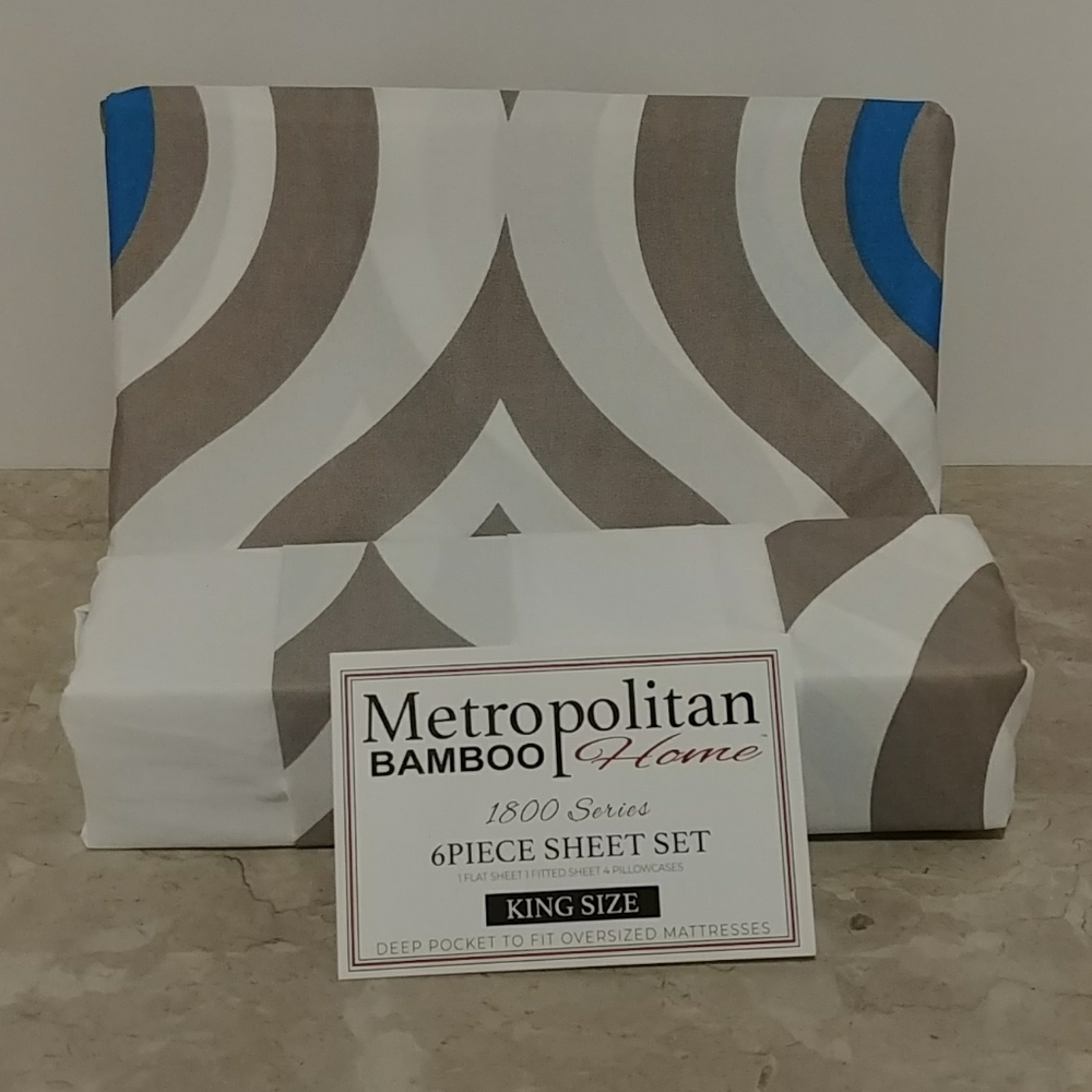 Metropolitan Bamboo Abstract Gray King She…